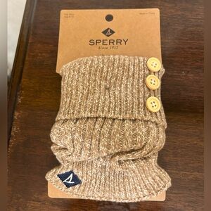 Sperry Tan & White Boot Toppers 1 Pair w/3 Buttons Fits Shoe Sizes 5-10 NWT